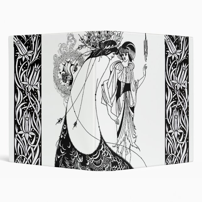 Peacock Skirt Beardsley Art Nouveau 3 Ring Binder (Background)