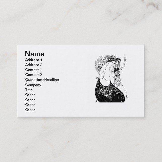 Peacock Skirt Beardsley Art Nouveau Business Card (Front)