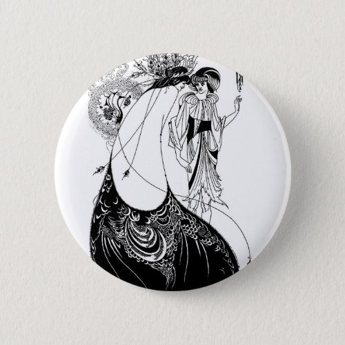 Peacock Skirt Beardsley Art Nouveau Button