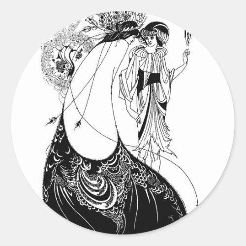 Peacock Skirt Beardsley Art Nouveau Classic Round Sticker