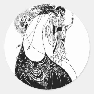 Peacock Skirt Beardsley Art Nouveau Classic Round Sticker