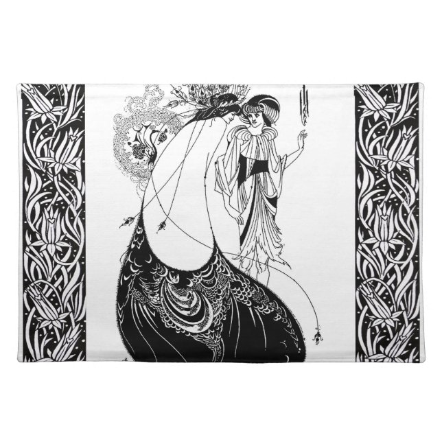 Peacock Skirt Beardsley Art Nouveau Cloth Placemat (Front)