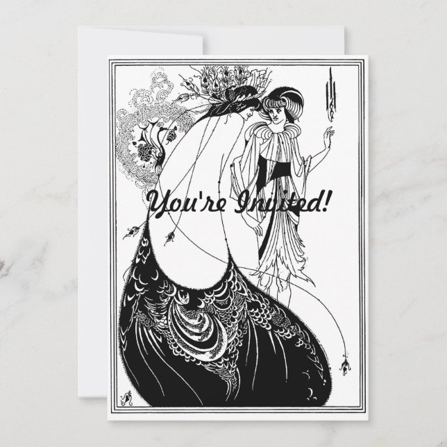 Peacock Skirt Beardsley Art Nouveau Invitation (Front)