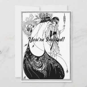 Peacock Skirt Beardsley Art Nouveau Invitation