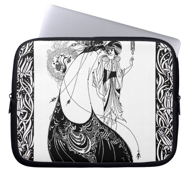 Peacock Skirt Beardsley Art Nouveau Laptop Sleeve (Front)