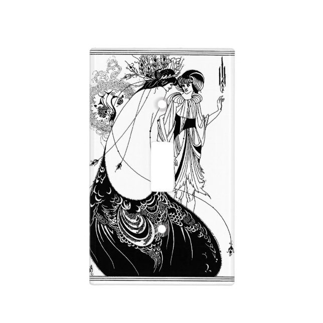 Peacock Skirt Beardsley Art Nouveau Light Switch Cover (Front)