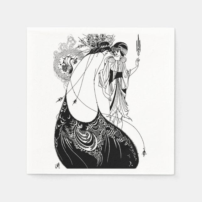 Peacock Skirt Beardsley Art Nouveau Paper Napkins (Front)