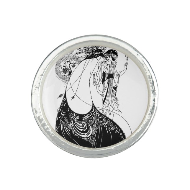Peacock Skirt Beardsley Art Nouveau Ring (Front)