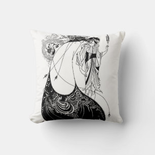 Peacock Skirt Beardsley Art Nouveau Throw Pillow