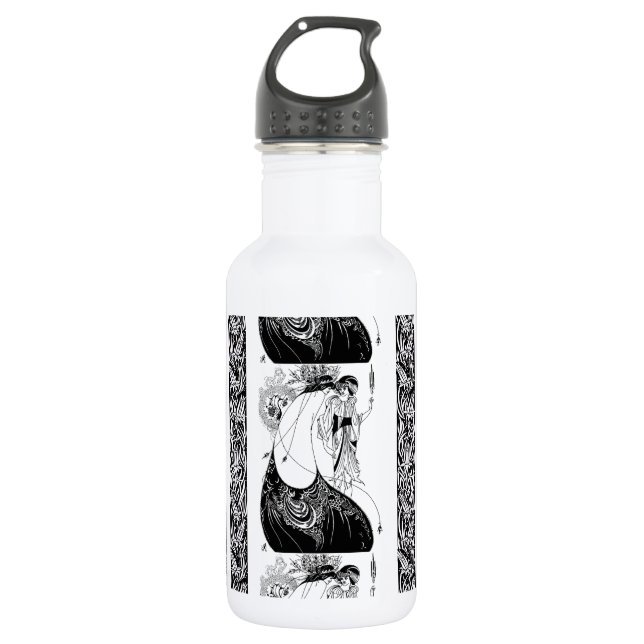 Peacock Skirt Beardsley Art Nouveau Water Bottle (Front)