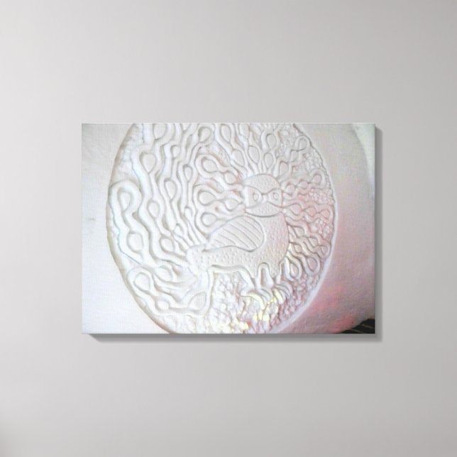 Peacock Snow Sculpture, Hotel de Glace, Quebec Canvas Print (Front)