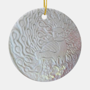 Peacock Snow Sculpture, Hotel de Glace, Quebec Ceramic Ornament