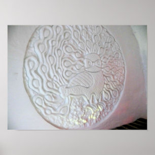 Peacock Snow Sculpture, Hotel de Glace, Quebec Poster