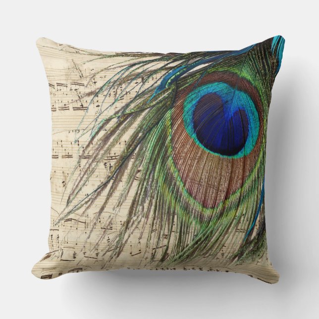 Peacock Song Throw Pillow (Front)