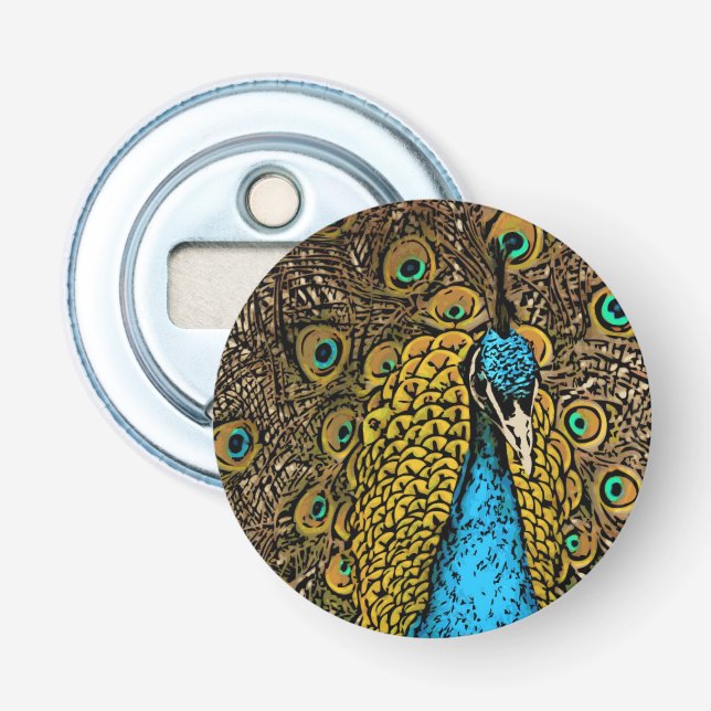 Peacock Splendor Illustration Bottle Opener (Front)