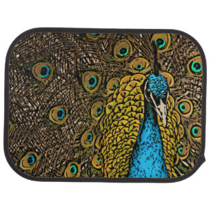 Peacock Splendor Illustration Car Mat