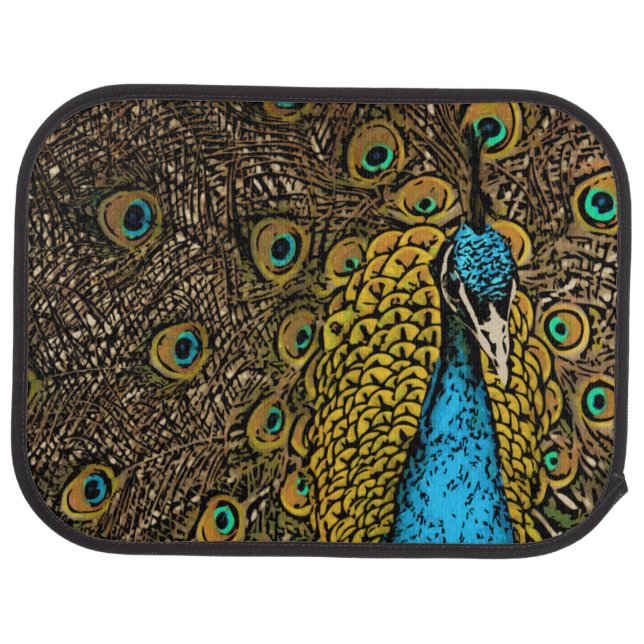 Peacock Splendor Illustration Car Mat (Rear)