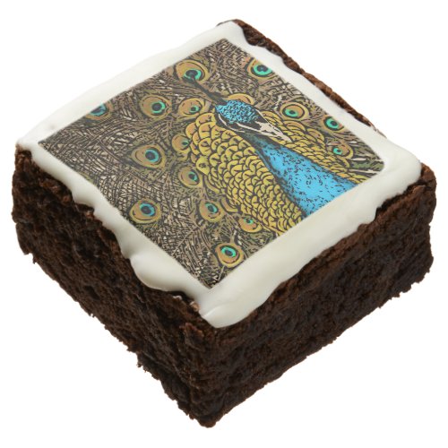 Peacock Splendor Illustration Chocolate Brownie