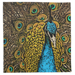 Peacock Splendor Illustration Cloth Napkin