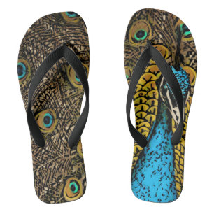 Peacock Splendor Illustration Flip Flops