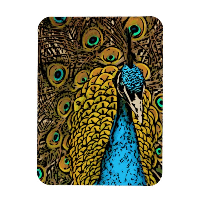 Peacock Splendor Illustration Magnet (Vertical)