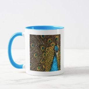 Peacock Splendor Illustration Mug