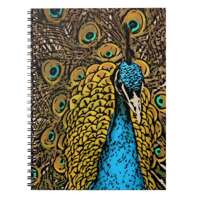 Peacock Splendor Illustration Notebook (Front)