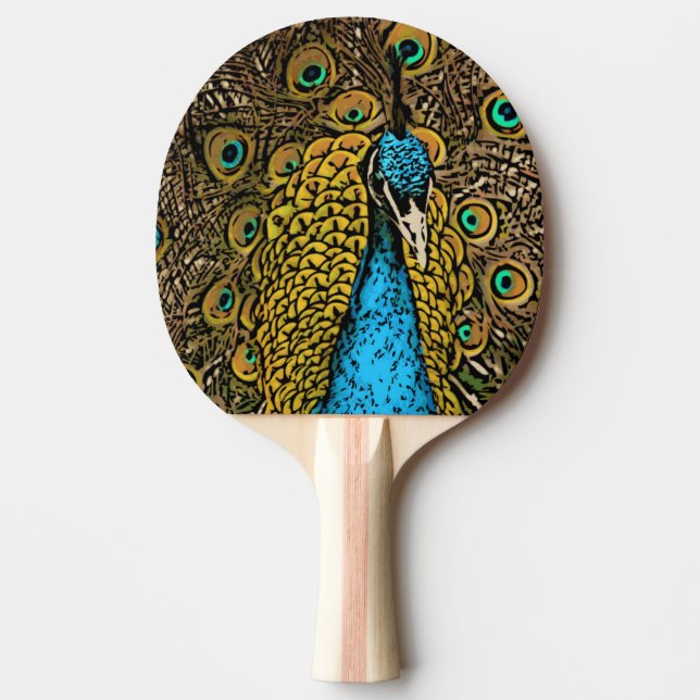 Peacock Splendor Illustration Ping-Pong Paddle (Front)