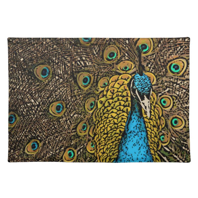 Peacock Splendor Illustration Placemat (Front)