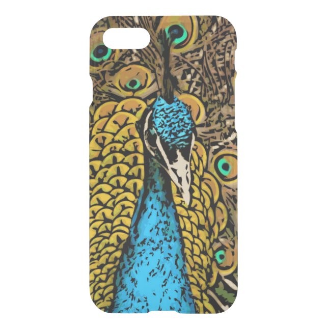 Peacock Splendor Illustration Uncommon iPhone Case (Back)
