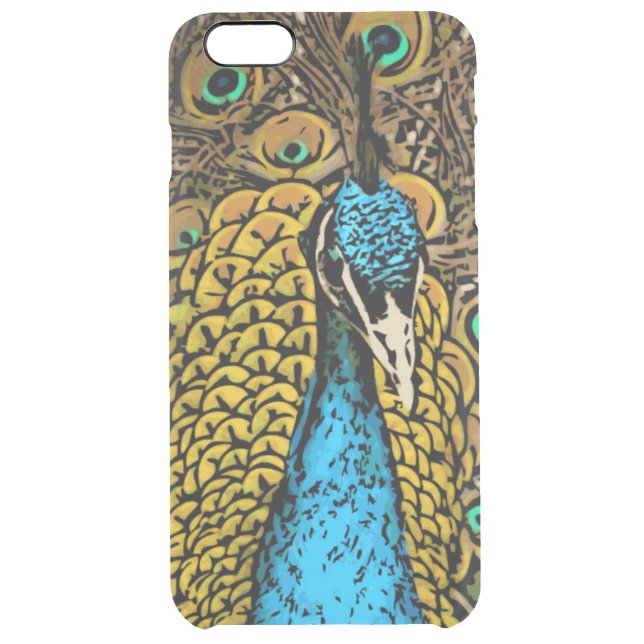 Peacock Splendor Illustration Uncommon iPhone Case (Back)