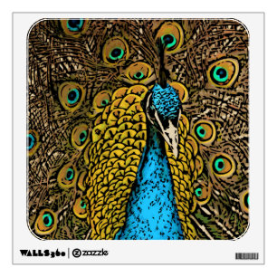 Peacock Splendor Illustration Wall Decal