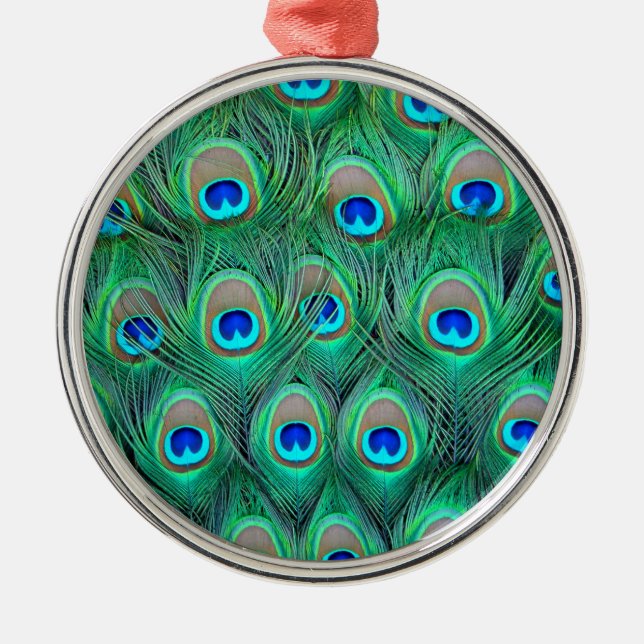 Peacock Splendor Metal Ornament (Front)