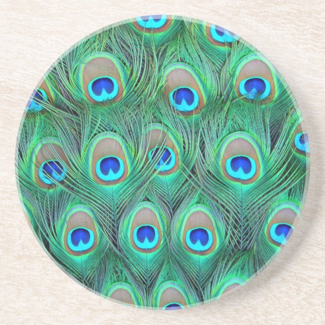 Peacock Splendor Sandstone Coaster (Front)