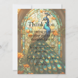 Peacock Stained Glass Pre-filled Thank You Cards