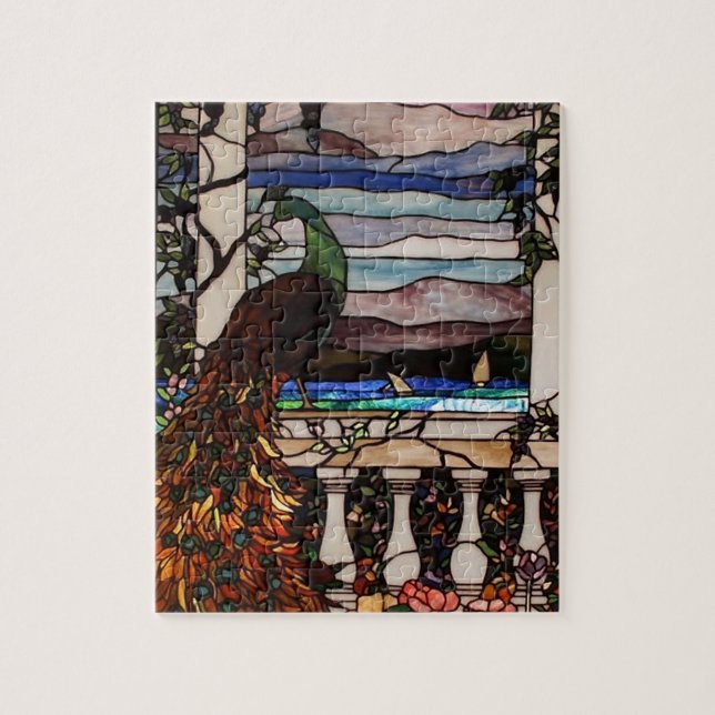 Peacock Stained Glass Puzzle (Vertical)