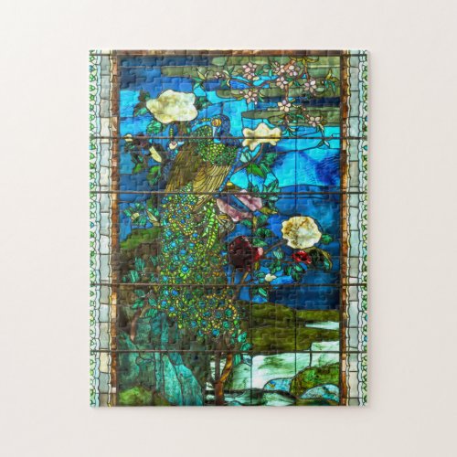 Peacock stained glass window jigsaw puzzle