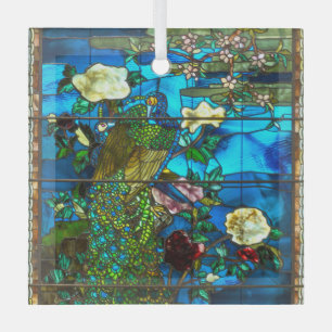Peacock stained glass window ornament