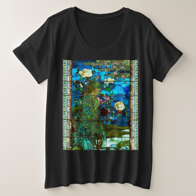 Peacock stained glass window plus size T-Shirt (Design Front)