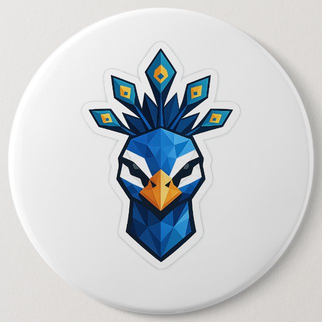 Peacock Sticker Button (Front)
