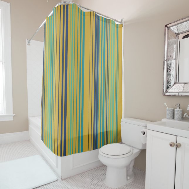 Peacock Stripes Shower Curtain (In Situ)