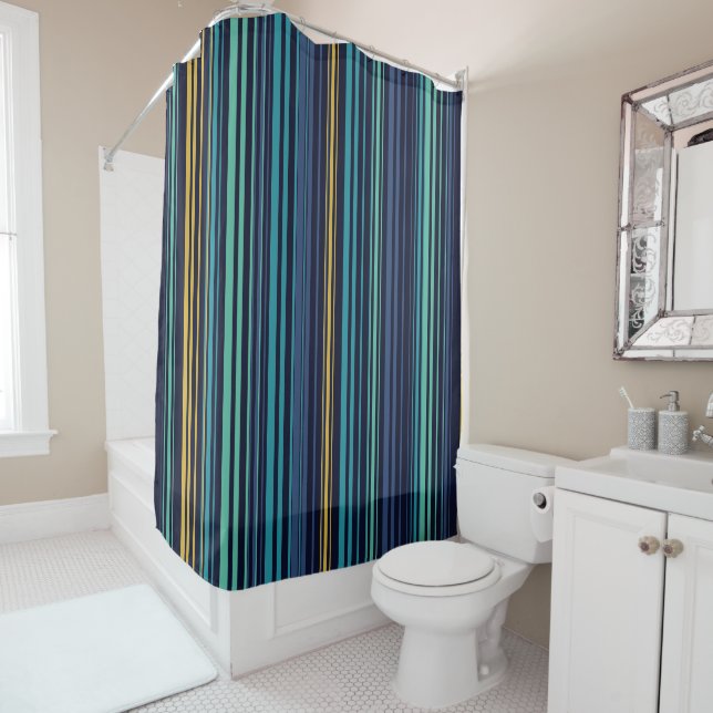 Peacock Stripes Shower Curtain (In Situ)