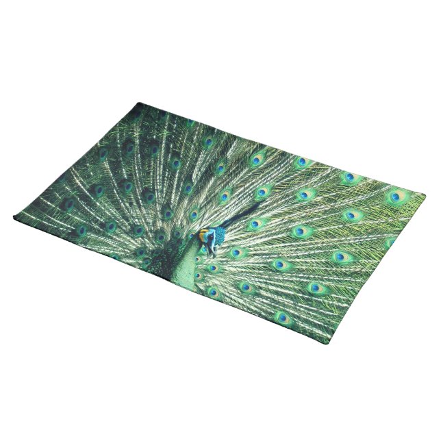 Peacock Strut  Cloth Placemat (On Table)