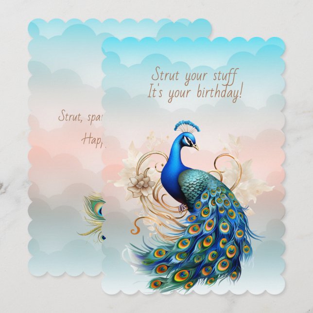 Peacock Strut Your Stuff Birthday Card (Front/Back)