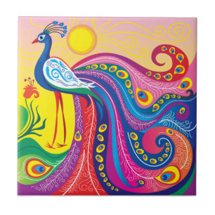 Peacock Sunrise Ceramic Tile