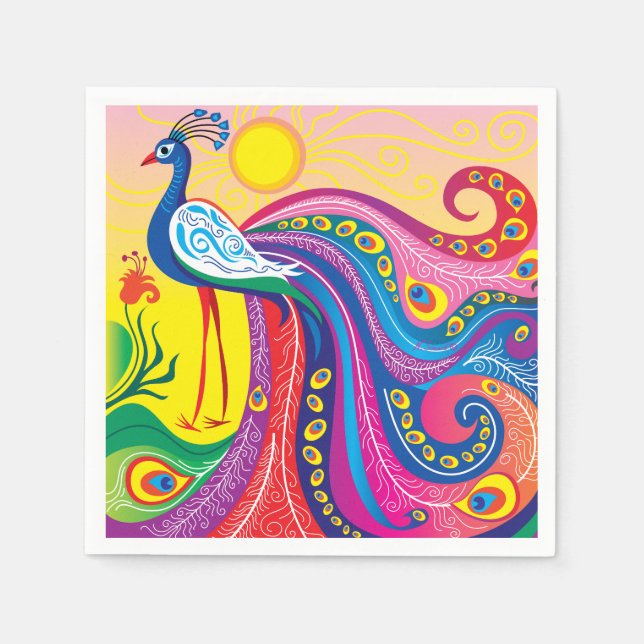Peacock Sunrise Napkins (Front)