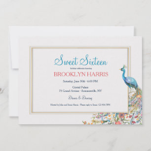 Peacock Sweet Sixteen Birthday Party Invitation