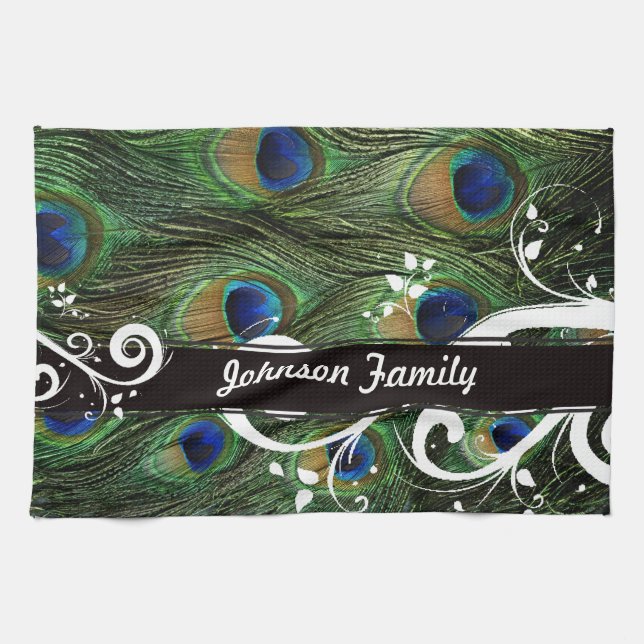 Peacock Swirl Kitchen Towel (Horizontal)