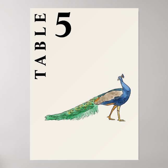 peacock table number sign  holder (Front)