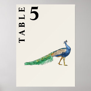 peacock table number sign holder